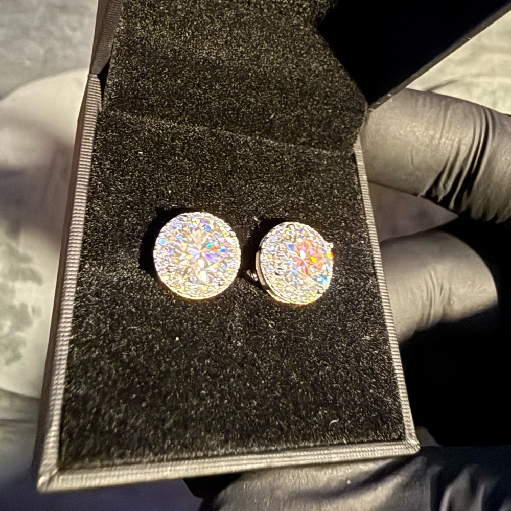 Moissanite 6.5mm Screw Back Stud Earrings